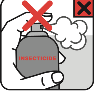 Une bombe d'insecticide barrée d'une croix rouge